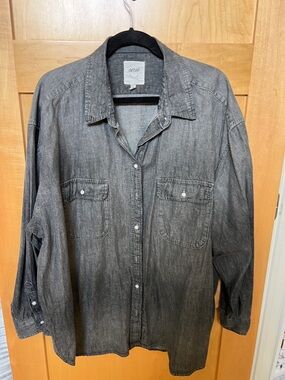 Aerie  Washed Black Denim Shirt Jacket